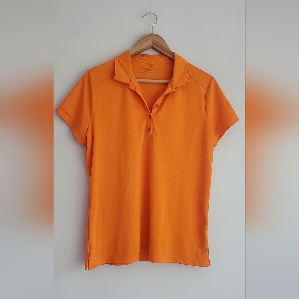 Nike Golf Women's Orange Button Down Dri-fit Shirt Size XL